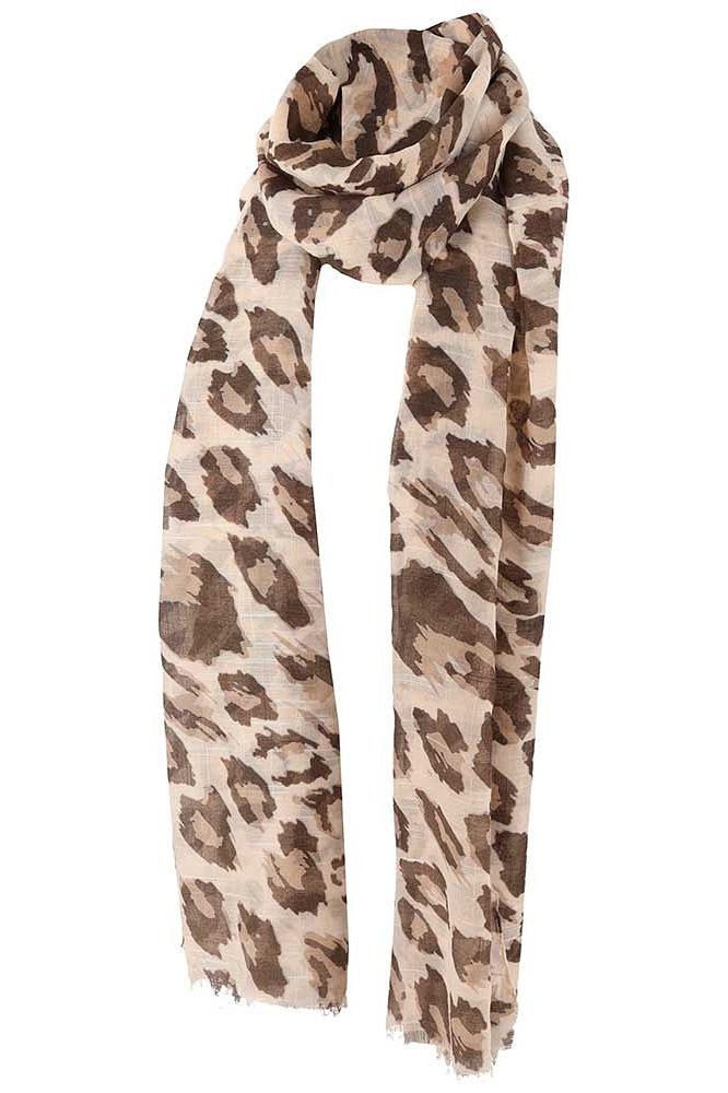PRINTED SCARF OBLONG 000420 00413 LIGHT TAUPE